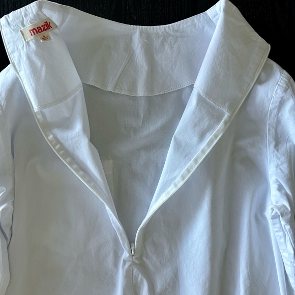 Super fresh Mazik Women white cotton Long Sleeve Blouse + back long zip! - Picture 10 of 12